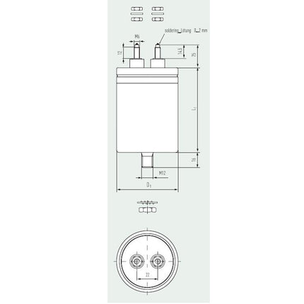 E62.G85-403G10, 40uF, 50x85mm Heavy Duty AC Film Power Capacitor w/Stud -40 to 85 °C 200,000 hrs, 500VAC/840VDC