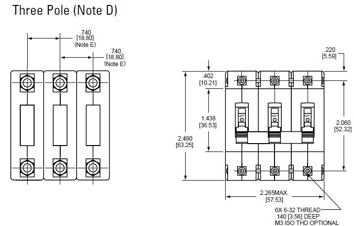 CELHPK111-1REC4-52-300.-A-01-T, Hydraulic Magnetic Circuit Breaker 3 Pole 300 Amp 80VDC