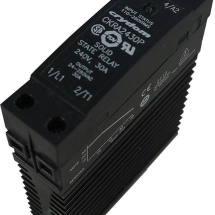 CKRA2430P, Solid State Relay, Single Phase 90-280VAC Control, 30A, 24-280VAC Load, w/ over voltage suppressor, Din Rail