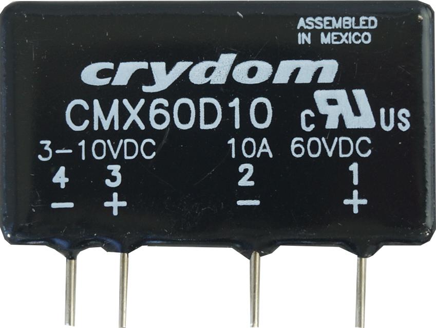 CMX60D10, Solid State Relay, PCB or Socket Mount, 3-10VDC Control, 10 Amp, 0-60VDC Load