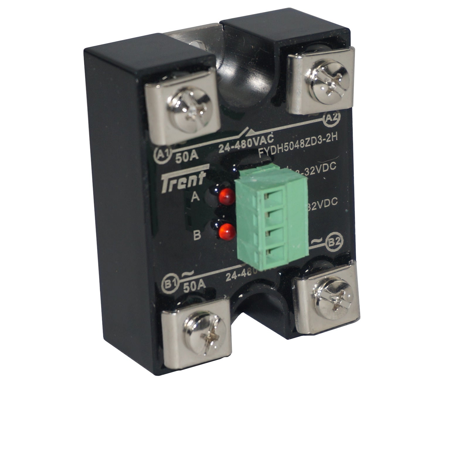 FYDH-5048ZD3-2H, Dual Solid State Relay, Two Pole 3-32VDC Control, 2 x 50A, 24-480VAC Load