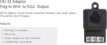CRJ-31 & RJ12 Cable, Converter for 3 x HY-2.0 to 3 Phase RJ12 kWh Meter Connection w/ RJ12 Cable 1 Meter