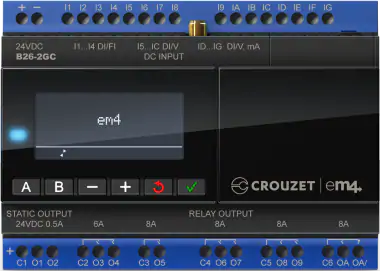 88981106 Crouzet em4 Local Nano PLC Starter Kit, 16 x Inputs, 2 (PWM), 8 (Relay) Outputs, 24 V ac/dc