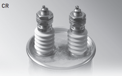 E63.S32-204CRO, 200uF, DC Link Capacitor ø136 x 320mm, M10x25 terminals with Bushing. CRO Design, Voltage: 3200VDC