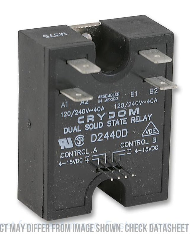D2440D, Dual Solid State Relay, Single Phase 3-32VDC Control, 40A, 24-280VAC Load-SSR DC Control AC Load-Crydom - Sensata-Fastron Electronics Store