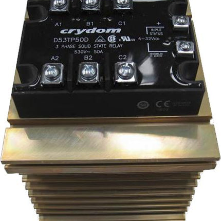 H31/110M + D53TP50D, H31 110mm, for Single Phase Solid State Relay, 3 x 34 Amps Per Phase @ 40 Deg C