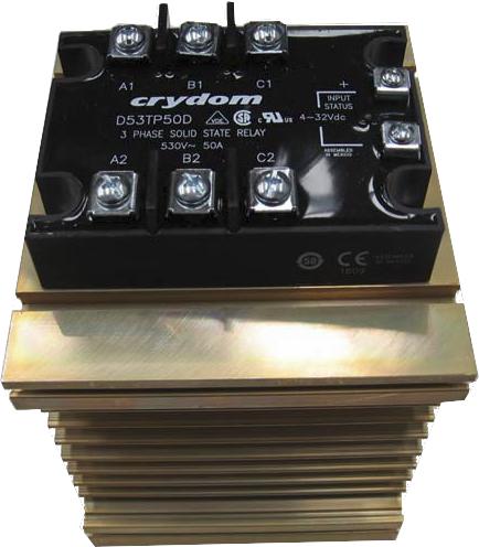 H31/110M + D53TP50D, H31 110mm, for Single Phase Solid State Relay, 3 x 34 Amps Per Phase @ 40 Deg C