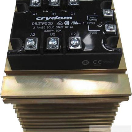 H31/110M + A53TP50D, H31 110mm, for Single Phase Solid State Relay, 3 x 34 Amps Per Phase @ 40 Deg C-Solid State Relay Heatsink Assembly AC Load-Crydom - Sensata-Fastron Electronics Store