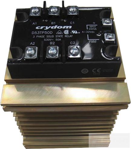 H31/110M + A53TP50D, H31 110mm, for Single Phase Solid State Relay, 3 x 34 Amps Per Phase @ 40 Deg C-Solid State Relay Heatsink Assembly AC Load-Crydom - Sensata-Fastron Electronics Store