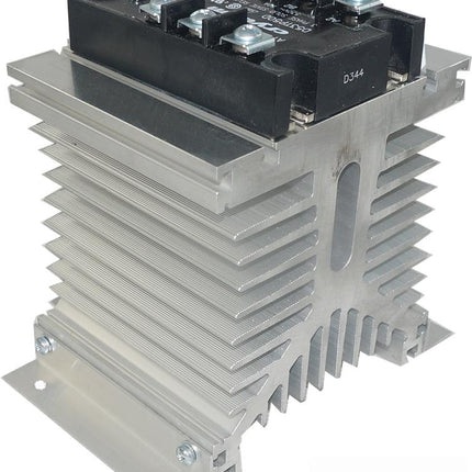H31/110M-B + A53TP50D, Three Phase Solid State Relay with Mounting Brackets, 90-280VAC Control, 3 x 34Amp, 48-530VAC Load, LED Status Indicator-3 Phase Solid State Relay Heatsink Assembly-Fastron Electronics-Fastron Electronics Store