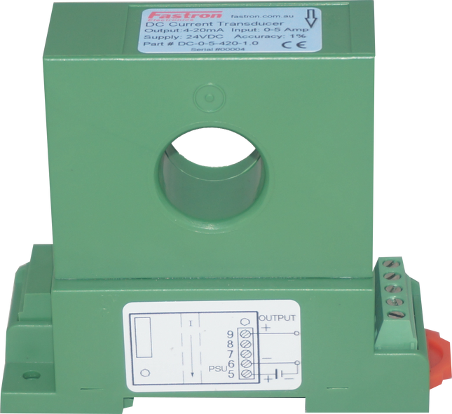 DC-0-300-420-1.0, Hall Effect DC Current Transducer, 0-300 Amp DC, 4-20mA Unipolar output, 24VDC supply