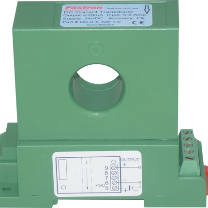 DC-0-200-420B-1.0, Hall Effect DC Current Transducer, 0-200 Amp DC, 4-20mA Bipolar output, 24VDC supply