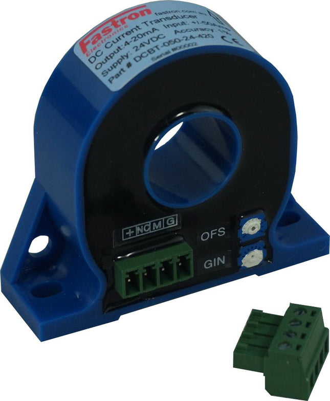 DCBT-050-24-420, Hall Effect DC Current Transducer, +/-50 Amp DC, 4-20mA bipolar output, 24VDC supply, 20mm Aperture