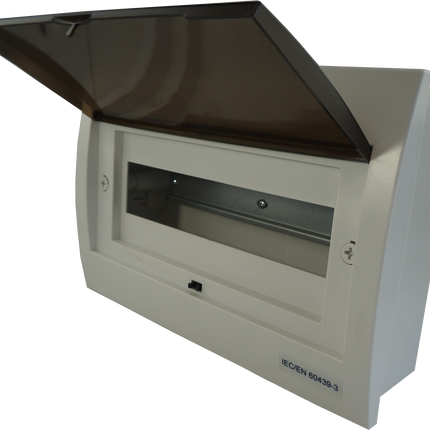 DF12, 12 Module Compact Distribution Boards, ABS/PC,  Flush Mounted IP40 with Terminal Block, Neutral bar and DIN Rail