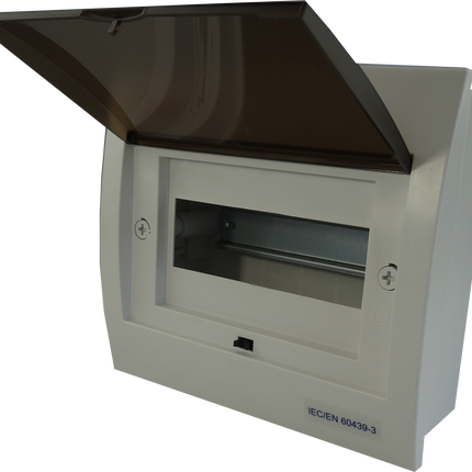 DF8, 8 Module Compact Distribution Boards, ABS/PC, Flush Mounted IP40 with Terminal Block, Neutral bar and DIN Rail