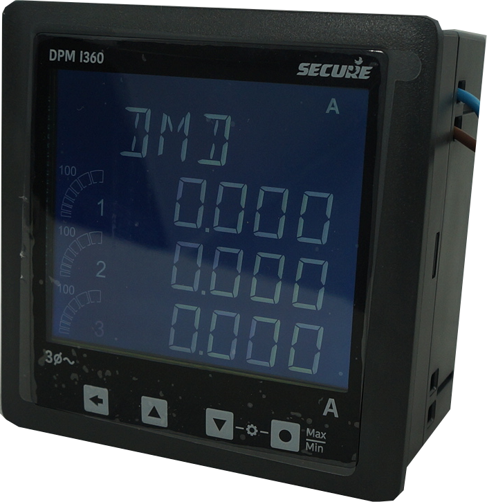 DPM96I360-2, 96mm x 96mm LCD Digital Ammeter, 3 Phase 0-6 Amp CT Inputs, 0.5% Accuracy, 40 to 300VAC/DC Supply, IP54 (Optional IP65)