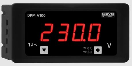 DPM48V200-2, 48mm x 96mm LED Digital Voltmeter, 0-250VDC Input, 0.5% Accuracy, 40 to 300VAC/DC Supply, IP54 (Optional IP65)