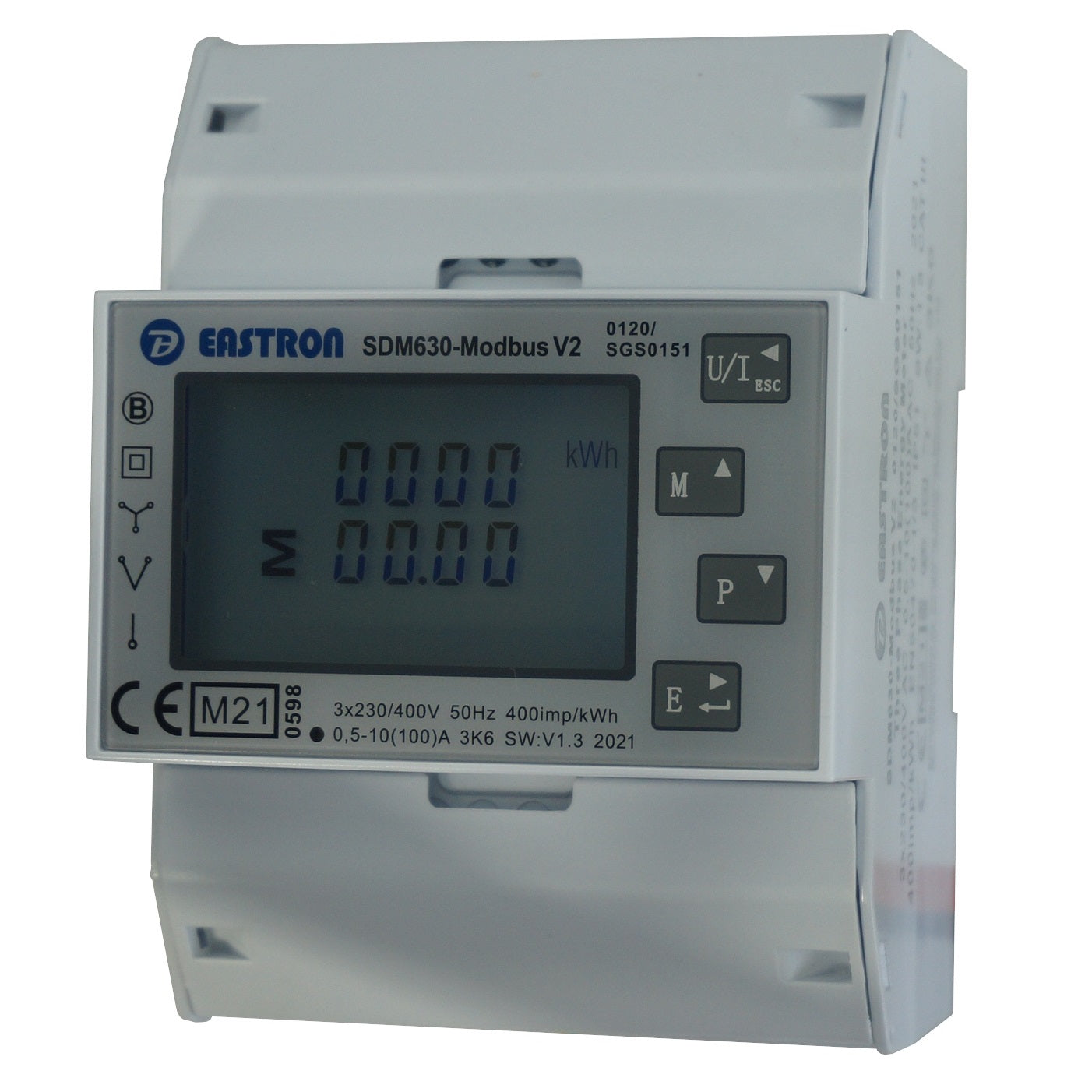 SDM630Modbus-MID-V2-CL1, DIN Rail Mount kWh Meter, 3 Phase, Class 1, 100Amp Direct Connect, w/ 2 x pulse outputs and RS485 Modbus RTU Comms, MID Approved