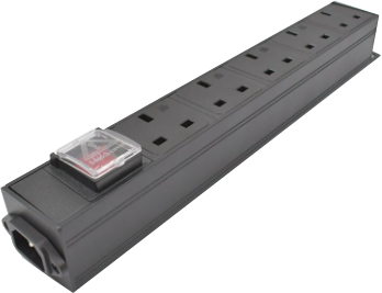 DSTO-C14-5F-R-N-N-H, Distribution Unit with IEC Inlet C14 to 5 x F/C13 Outlet, 240VAC @ 10 Amp with Rocker Switch, Rear Mounted with plastic hooks,  MOQ = 10pcs