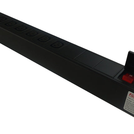 DSTO-C20-10F-R-N-O-H, Distribution Unit with IEC Inlet C20 to 10 x F/C13 Outlet, 240VAC @ 16 Amp with Rocker Switch, Rear Mounted with Wings,  MOQ = 10pcs (If not in stock)
