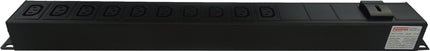 DSTO-C20-10F-R-N-O-H, Distribution Unit with IEC Inlet C20 to 10 x F/C13 Outlet, 240VAC @ 16 Amp with Rocker Switch, Rear Mounted with Wings,  MOQ = 10pcs (If not in stock)