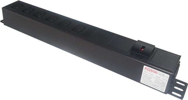 DSTO-C20-6F-R-N-O-H, Distribution Unit with IEC Inlet C20 to 6 x F/C13 Outlet, 240VAC @ 16 Amp with Rocker Switch, Rear Mounted with Wings,  MOQ = 10pcs (If not in stock)