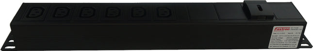 DSTO-C20-6F-R-N-O-H, Distribution Unit with IEC Inlet C20 to 6 x F/C13 Outlet, 240VAC @ 16 Amp with Rocker Switch, Rear Mounted with Wings,  MOQ = 10pcs (If not in stock)