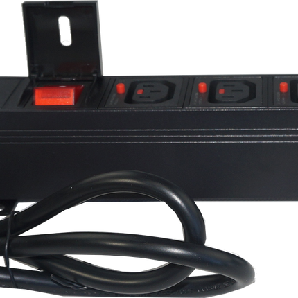 DSTO-MAU-5F-R-0.8M-N-H, Power Distribution Unit (PDU) with IEC Inlet Male AU Plug via 10.5M Cable, to 5 x F/C13 Outlet, 240VAC @ 10 Amp with Rocker Switch, Rack Mounted, with Overload Protection, MOQ = 10pcs (if not in stock), Metal Construction