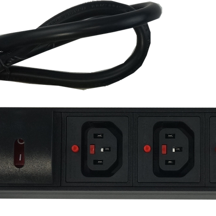 DSTO-MAU-5F-R-0.8M-N-H, Power Distribution Unit (PDU) with IEC Inlet Male AU Plug via 10.5M Cable, to 5 x F/C13 Outlet, 240VAC @ 10 Amp with Rocker Switch, Rack Mounted, with Overload Protection, MOQ = 10pcs (if not in stock), Metal Construction