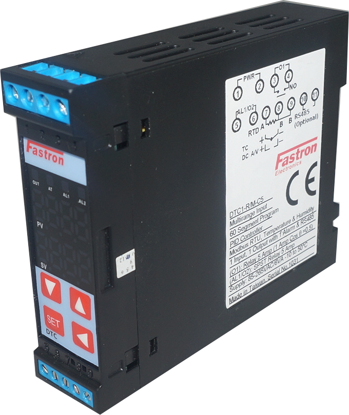 DTC1-R/M, DIN Rail Mount Temperature/Humidity Controller, Multirange Input, 85-265VAC, Relay output