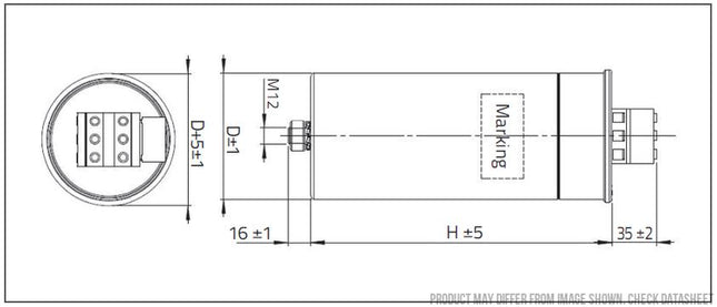 KNK3053 20KVAR 525V 50HZ, Power Factor Correction Capacitor, 3 Phase, 90 x 245mm Dry Type, 3 x 77uF, Includes Discharge Resistor