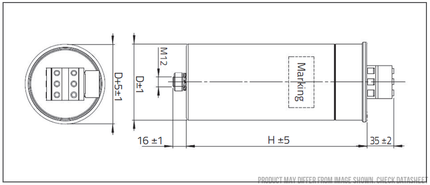 KNK3053 35 KVAR 525V 50HZ, Power Factor Correction Capacitor, 3 Phase, 116 x 245mm Dry Type, 3 x 134.7uF, Includes Discharge Resistor