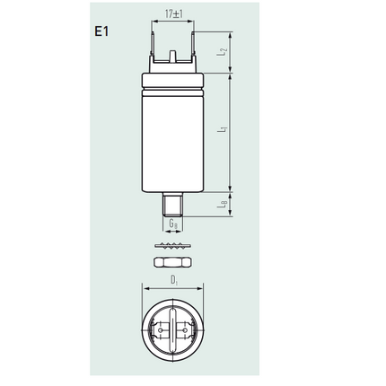 E62.E81-153E20, 15uF, 40x81mm Heavy Duty AC Film Power Capacitor w/Stud -40 to 85 °C 200,000 hrs, Voltage: 640VAC/1000VDC