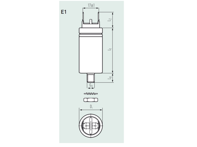 E62.E81-153E20, 15uF, 40x81mm Heavy Duty AC Film Power Capacitor w/Stud -40 to 85 °C 200,000 hrs, Voltage: 640VAC/1000VDC