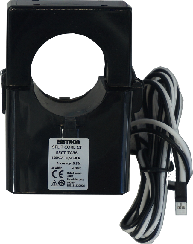 ESCT-TA36-600A/100mA + HY-2.0, 600A/100mA Measurement, Class 1 Split Core CT's, 36mm Aperture