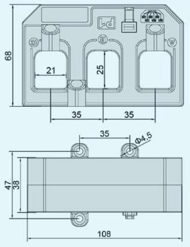 ESCT-RJ335-200A/100mA, 3 Phase Current Transformer, Class 1, 0.5VA 200 Amp, 100mA Output, Panel Mount