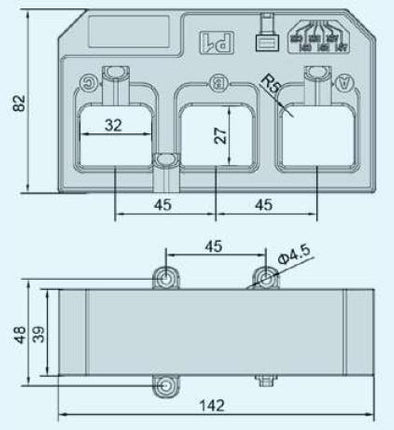 ESCT-RJ345-300A/100mA, 3 Phase Current Transformer, Class 1, 0.5VA 300 Amp, 100mA Output, Panel Mount
