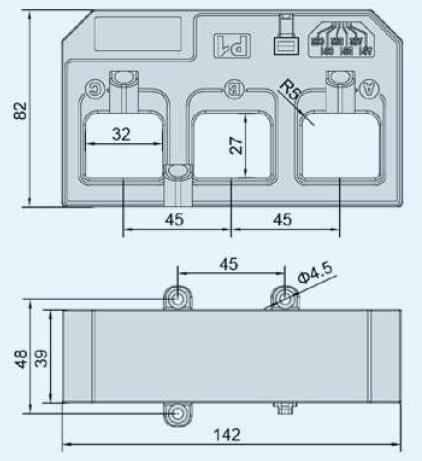 ESCT-RJ345-400A/100mA, 3 Phase Current Transformer, Class 1, 0.5VA 400 Amp, 100mA Output, Panel Mount