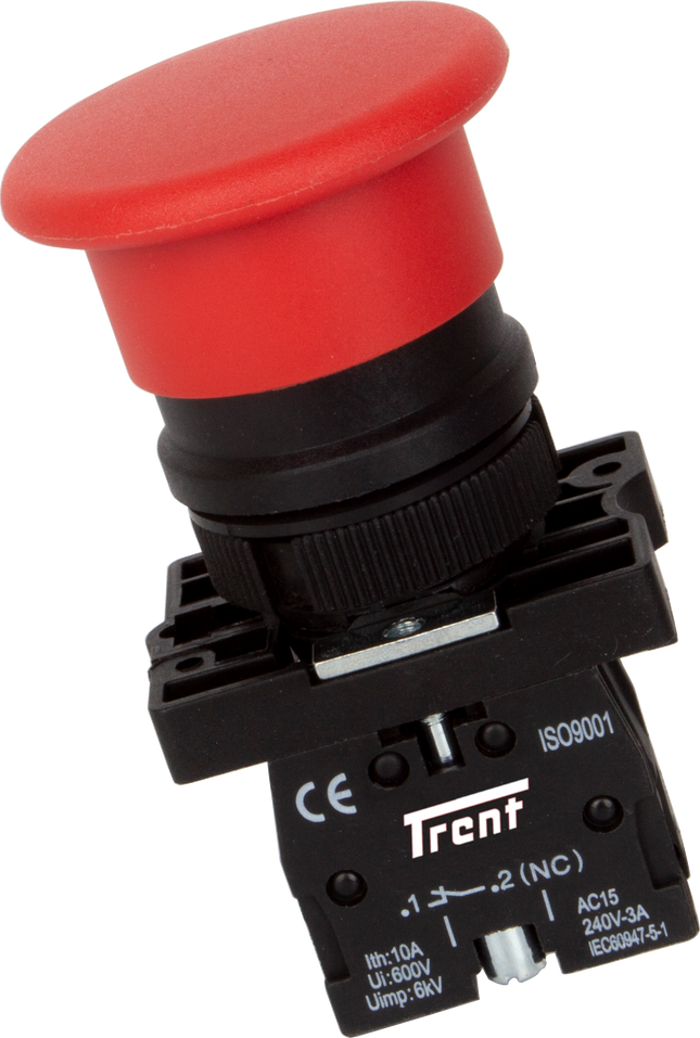 TGB2-ES542G, 40MM Emergency Stop Button, 1 Pos, Twist Release, 1 x NC, IEC60947-5-1