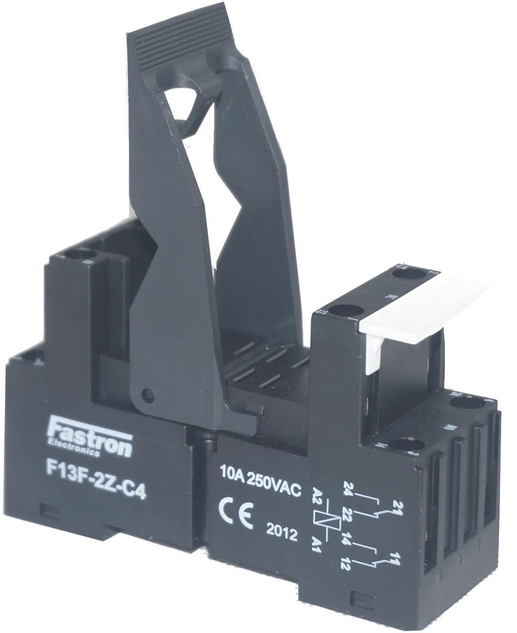 F13F-2Z-C4, 8 Pin Relay Socket, Rated for 2 x 12 Amp, 250VAC/30VDC Load, 0-240VAC/0-60VDC Coil-Relay-Fastron Electronics-Fastron Electronics Store