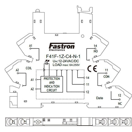 F41F-1Z-C4 N-1 24VAC/DC Socket, Slimline SOCKET ONLY with Spring Terminals, for 1-36VDC Coil F41F Series Slim Relays-Relay Slimline-Fastron Electronics-Fastron Electronics Store