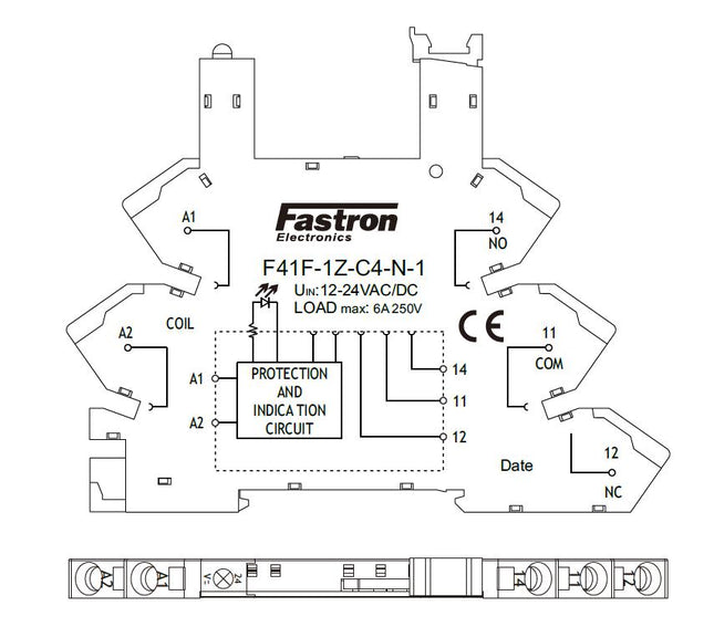 F41F-1Z-C4 N-1 24VAC/DC Socket, Slimline SOCKET ONLY with Spring Terminals, for 1-36VDC Coil F41F Series Slim Relays-Relay Slimline-Fastron Electronics-Fastron Electronics Store