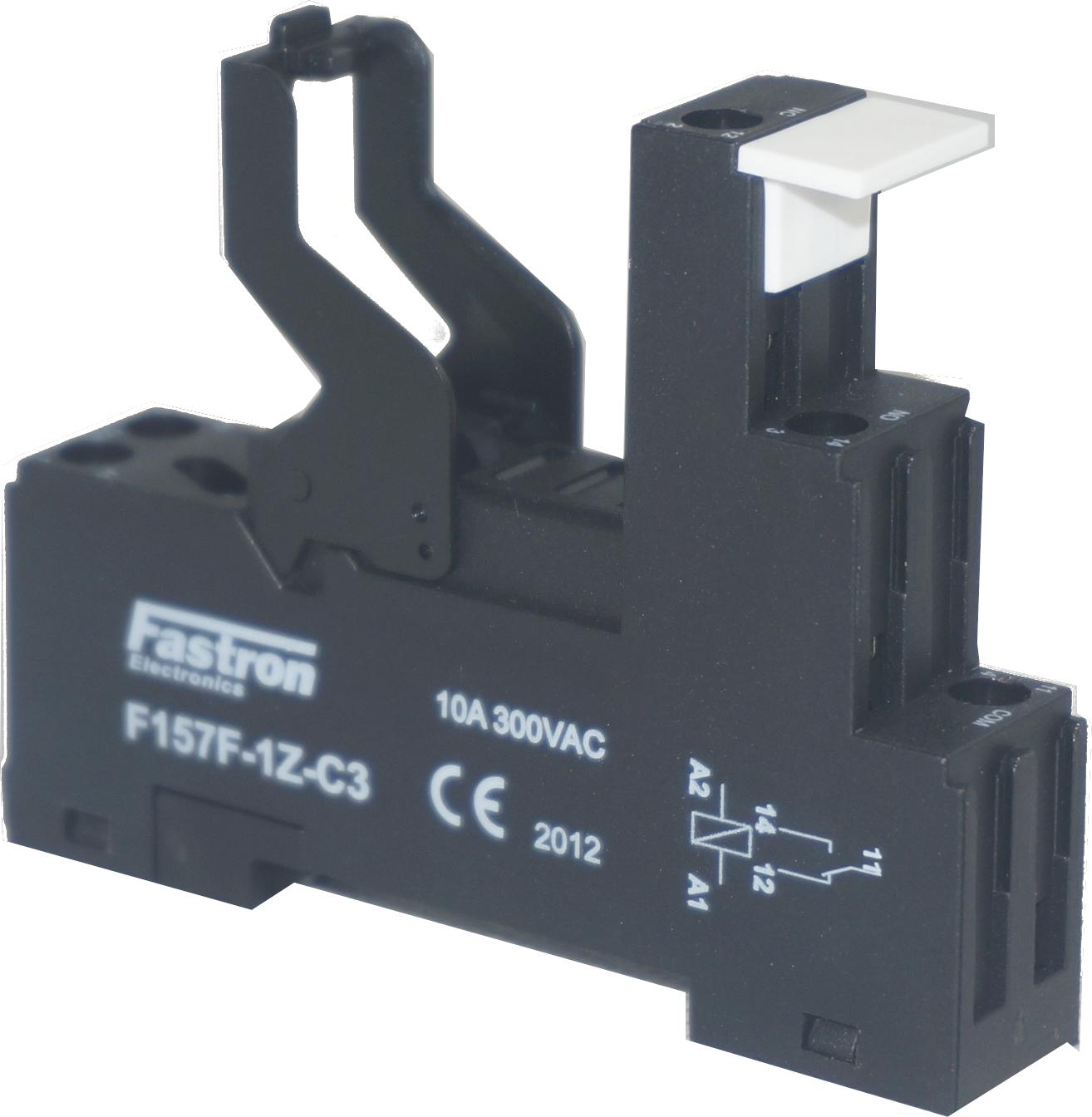 F157F-1Z-C3, 5 Pin Relay Socket, Rated for 1 x SPDT 10/16 Amp, 250VAC/30VDC Load, up to 250VAC Coil-Relay-Fastron Electronics-Fastron Electronics Store