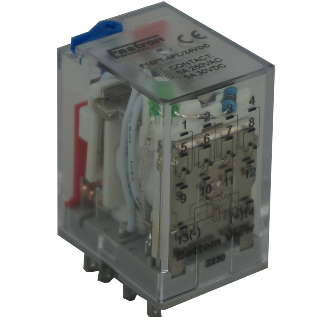 F18FT-4PL-5A 240VAC, 14 Pin, Quad Output Relay, Form C 4 x 5 Amp, 250VAC/30VDC Load, 240VAC Coil