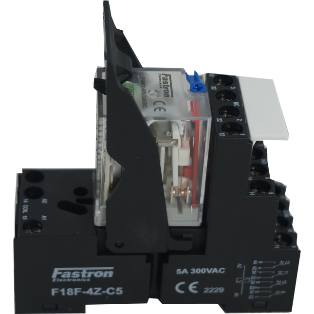 F18FT-4PL 5A 24VDC + F18F-4Z-C5, 14 Pin Quad Output Relay From C, 4 x 5 Amp C/O, 250VAC/30VDC Load, 24VDC Coil