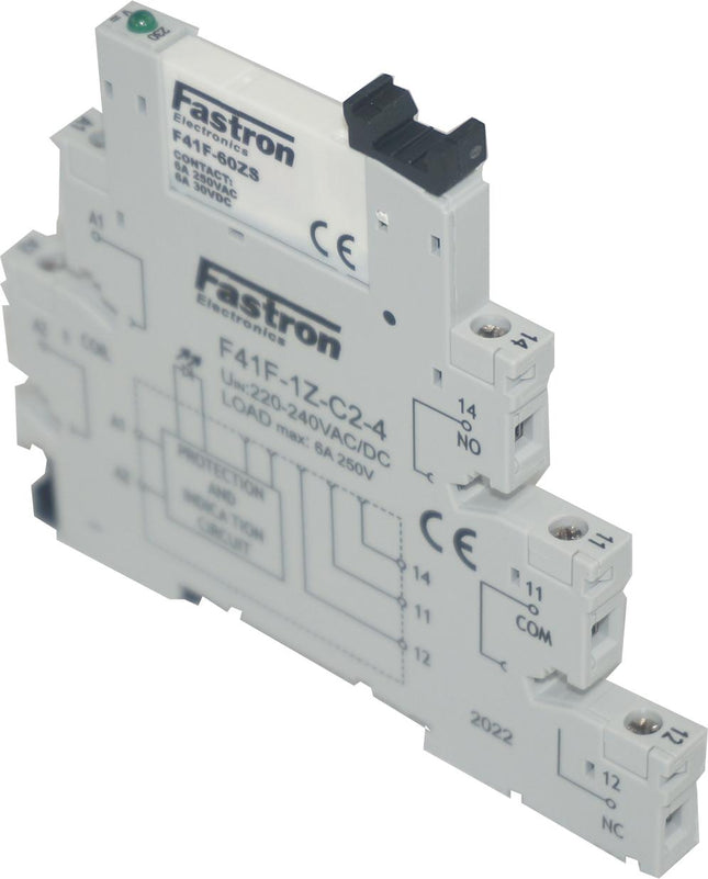 F41F-1Z-C2-4-240VAC, Slimline Relay and Socket with Screw Terminals-Relay Slimline-Fastron Electronics-Fastron Electronics Store