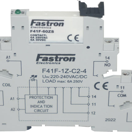 F41F-1Z-C2-4-240VAC, Slimline Relay and Socket with Screw Terminals-Relay Slimline-Fastron Electronics-Fastron Electronics Store
