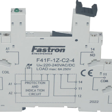 F41F-1Z-C2-240VAC, Slimline SOCKET ONLY with Screw Terminals, for F41F 220/240VAC Control Series Slim Relays-Relay Slimline-Fastron Electronics-Fastron Electronics Store
