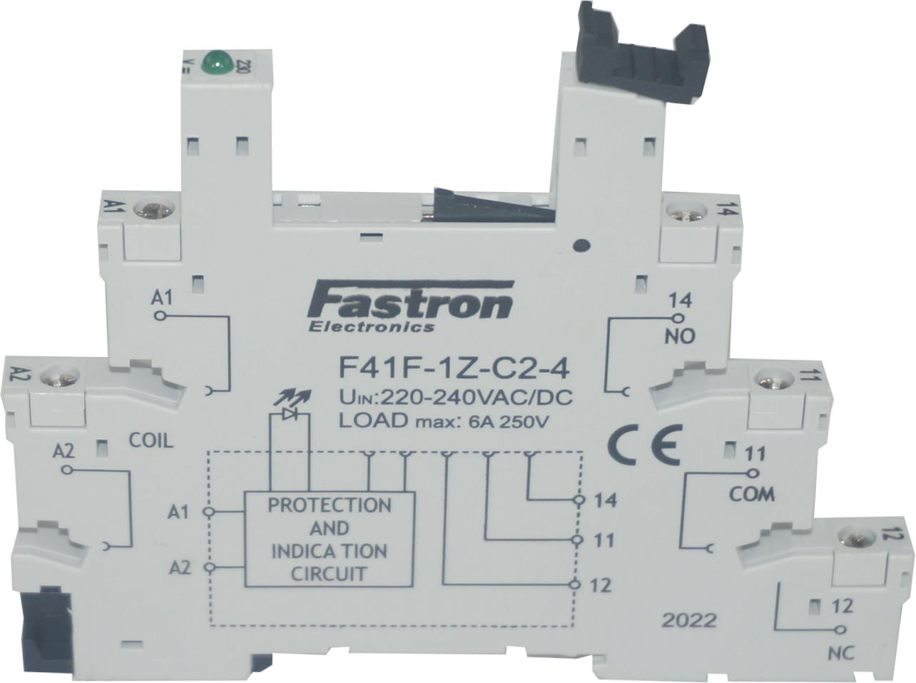 F41F-1Z-C2-240VAC, Slimline SOCKET ONLY with Screw Terminals, for F41F 220/240VAC Control Series Slim Relays-Relay Slimline-Fastron Electronics-Fastron Electronics Store