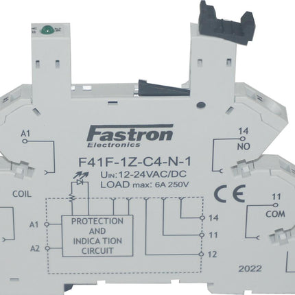 F41F-1Z-C4-N-4 240VAC Socket, Slimline SOCKET ONLY with Spring Terminals, for 220/240VAC Coil F41F Series Slim Relays-Relay Slimline-Fastron Electronics-Fastron Electronics Store